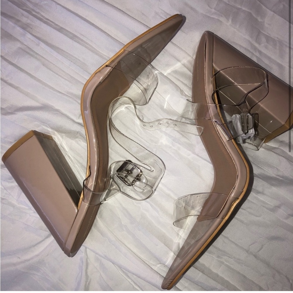 WOMENS CLEAR STRAP HEELS